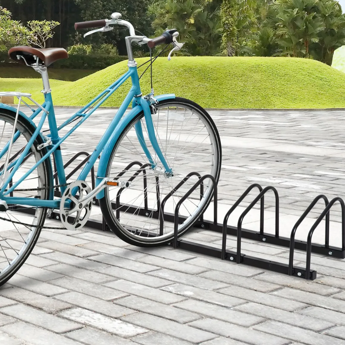 Râtelier 6 vélos dim. 179L x 33l x 27H cm acier galvanisé noir