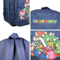 Sac à dos 31 cm avec poche maternelle Super Mario Bleu
