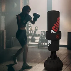 Sac de frappe boxe sur pied punching ball autoportant cible de touche réglable ventouses antidérapantes noir