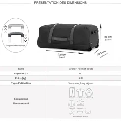 Sac de voyage avec roulettes 80L 72.5cm