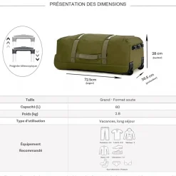 Sac de voyage avec roulettes 80L 72.5cm