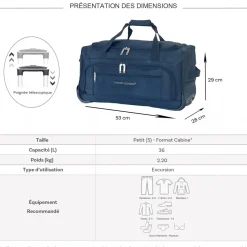 Sac de voyage cabine avec roulettes 36L 53cm