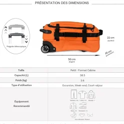 Sac de voyage cabine avec roulettes 38.5L 50cm