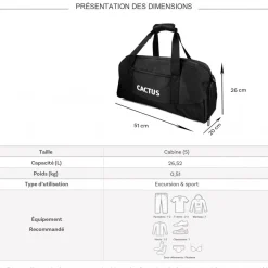 Sac de voyage week-end 26L et sport sans roulettes