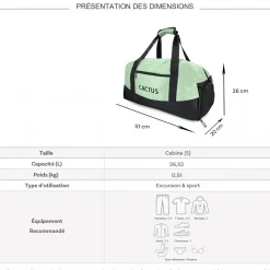 Sac de voyage week-end 26L et sport sans roulettes