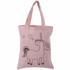 Sac en coton rose 25 x 20 cm - licorne