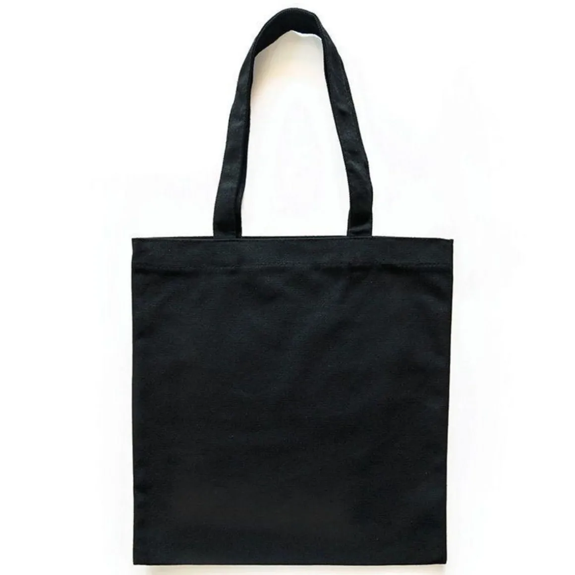 Sac shopping en coton noir 37,5 x 42 cm