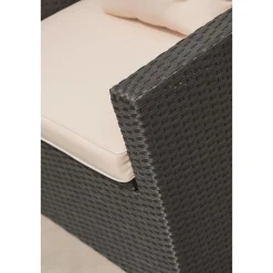 Salon bas de jardin - 5 places - Résine tressée - Noir - CONFORT FIDJI