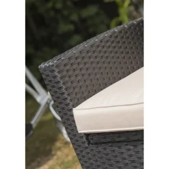 Salon bas de jardin - 5 places - Résine tressée - Noir - CONFORT FIDJI