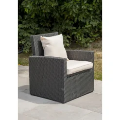 Salon bas de jardin - 5 places - Résine tressée - Noir - CONFORT FIDJI