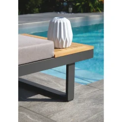 Salon bas de jardin - 4 places - Aluminium/bois - Anthracite - TOKYO