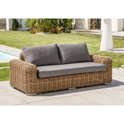 Salon bas de jardin - 6 places - Résine tressée - Marron - BORABORA