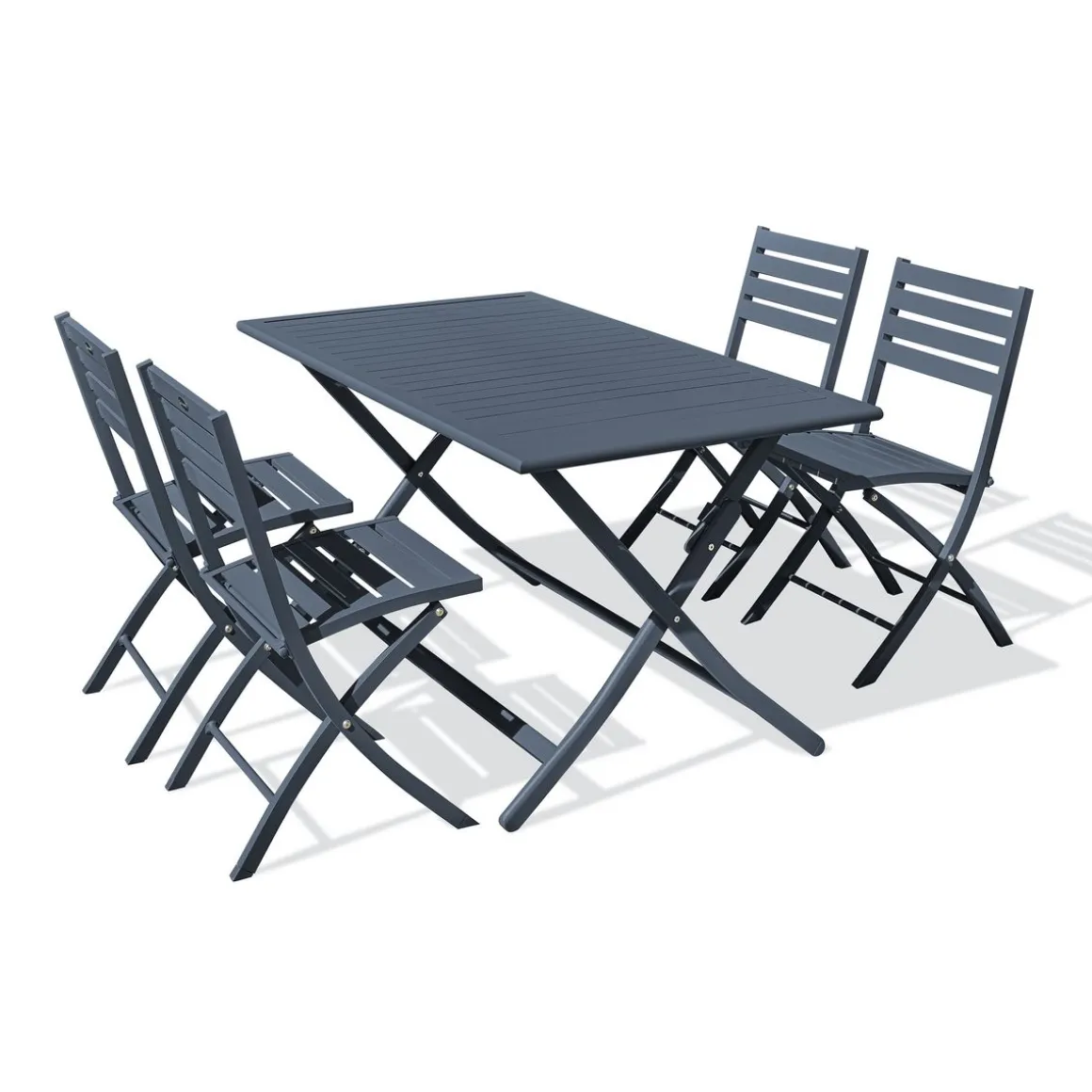 Salon de jardin - 4 places - Aluminium - Anthracite - MARIUS