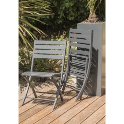 Salon de jardin - 4 places - Aluminium - Anthracite - MARIUS