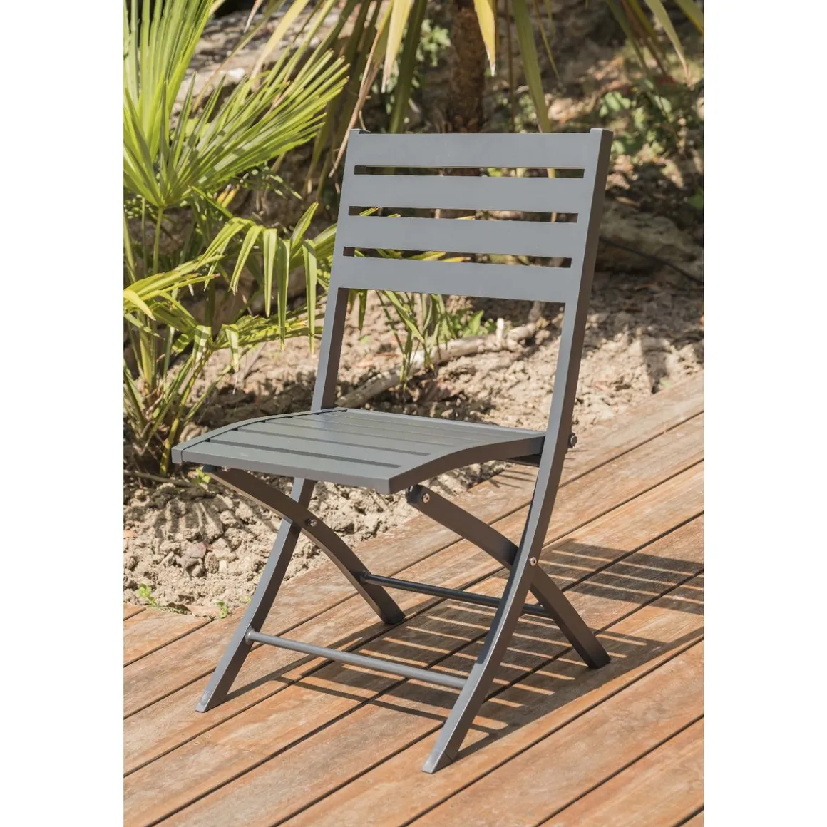 Salon de jardin - 4 places - Aluminium - Anthracite - MARIUS