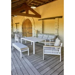 Salon de jardin - 7 places - Aluminium - blanc - CAYENNE S3