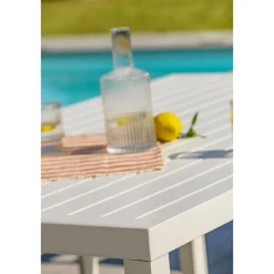 Salon de jardin - 7 places - Aluminium - blanc - CAYENNE S3