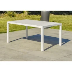 Salon de jardin - 7 places - Aluminium - blanc - CAYENNE S3