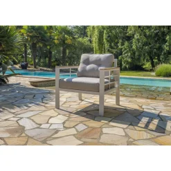 Salon de jardin - 7 places - Aluminium - blanc - CAYENNE S3