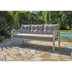 Salon de jardin - 7 places - Aluminium - blanc - CAYENNE S3