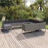 Salon de jardin 11 pcs avec coussins Resine tressee Gris