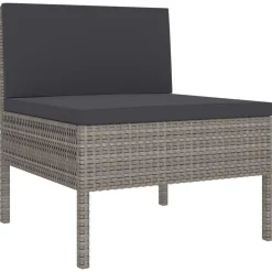 Salon de jardin 11 pcs avec coussins Resine tressee Gris