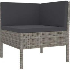 Salon de jardin 11 pcs avec coussins Resine tressee Gris