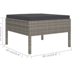 Salon de jardin 11 pcs avec coussins Resine tressee Gris