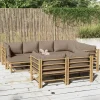 Salon de jardin 10 pcs avec coussins taupe bambou
