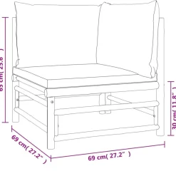 Salon de jardin 10 pcs avec coussins taupe bambou