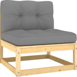 Salon de jardin 10 pcs avec coussins Bois de pin massif