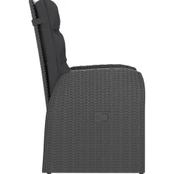 Salon de jardin 11 pcs avec coussins resine tressee noir