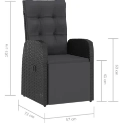 Salon de jardin 11 pcs avec coussins resine tressee noir