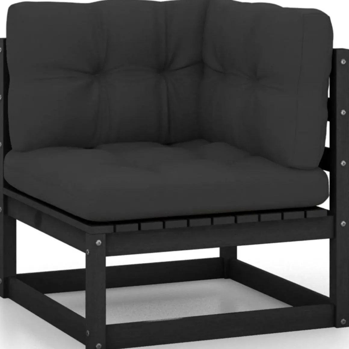 Salon de jardin 12 pcs avec coussins Noir Bois de pin massif