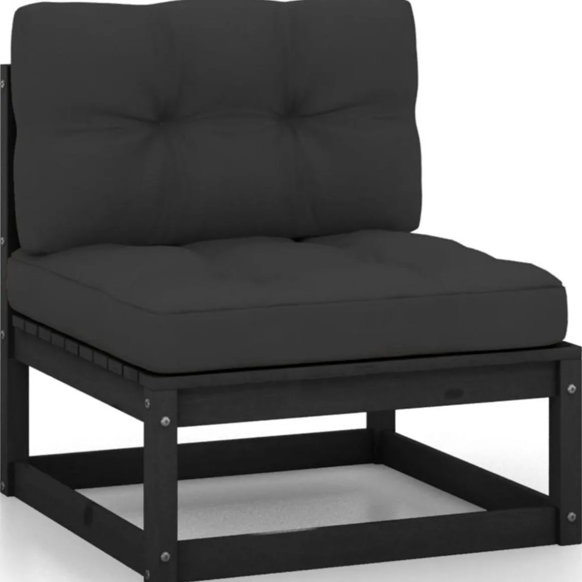 Salon de jardin 12 pcs avec coussins Noir Bois de pin massif