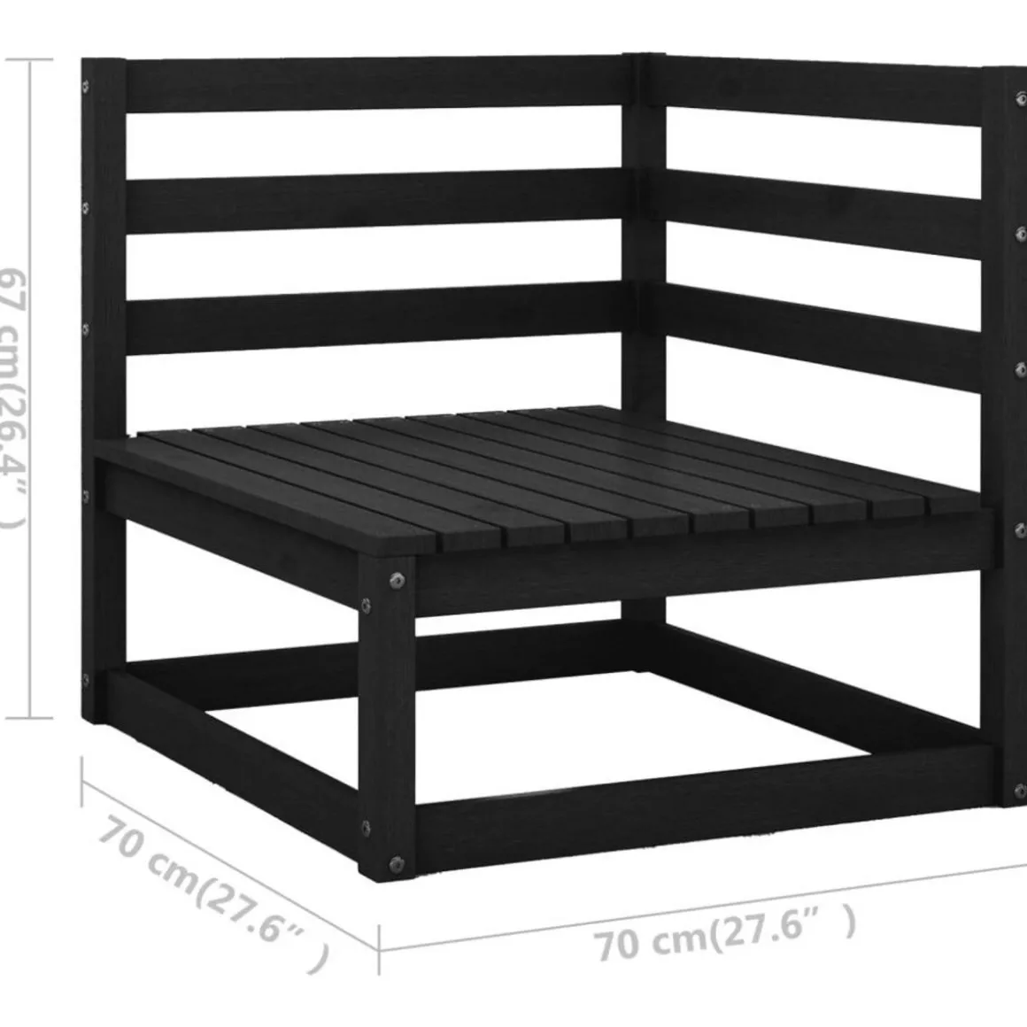 Salon de jardin 12 pcs avec coussins Noir Bois de pin massif