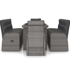 Salon de jardin 11 pcs avec coussins Resine tressee Gris