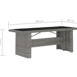 Salon de jardin 11 pcs avec coussins Resine tressee Gris