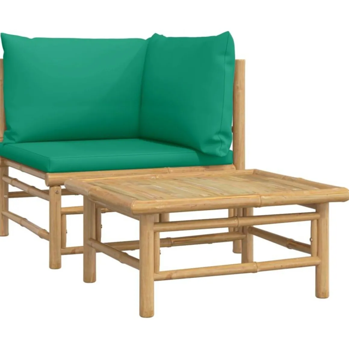 Salon de jardin 2 pcs avec coussins vert bambou