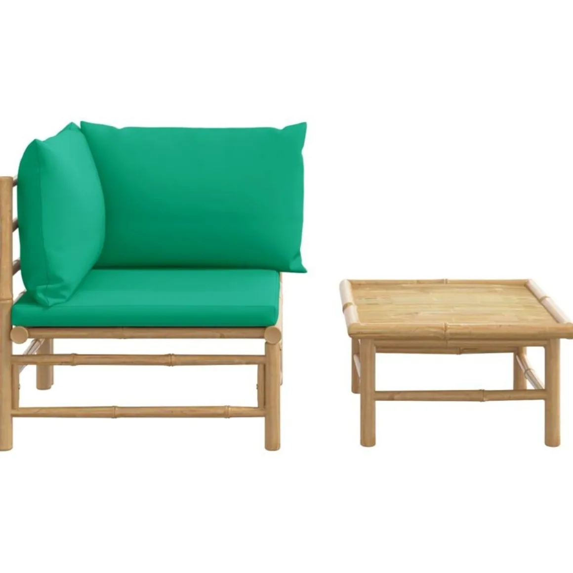Salon de jardin 2 pcs avec coussins vert bambou