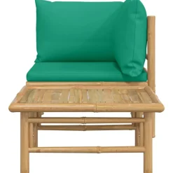Salon de jardin 2 pcs avec coussins vert bambou