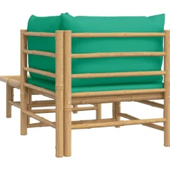 Salon de jardin 2 pcs avec coussins vert bambou