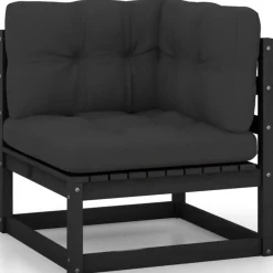 Salon de jardin 12 pcs avec coussins Noir Bois de pin massif