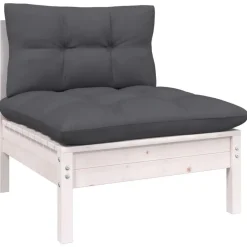 Salon de jardin 12 pcs avec coussins blanc bois de pin solide