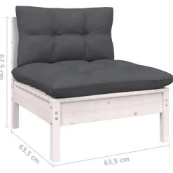 Salon de jardin 12 pcs avec coussins blanc bois de pin solide