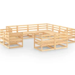 Salon de jardin 11 pcs bois de pin massif
