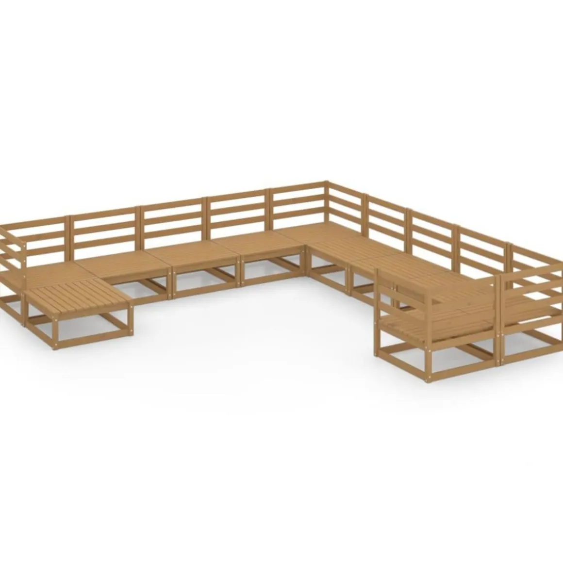 Salon de jardin 11 pcs bois de pin massif