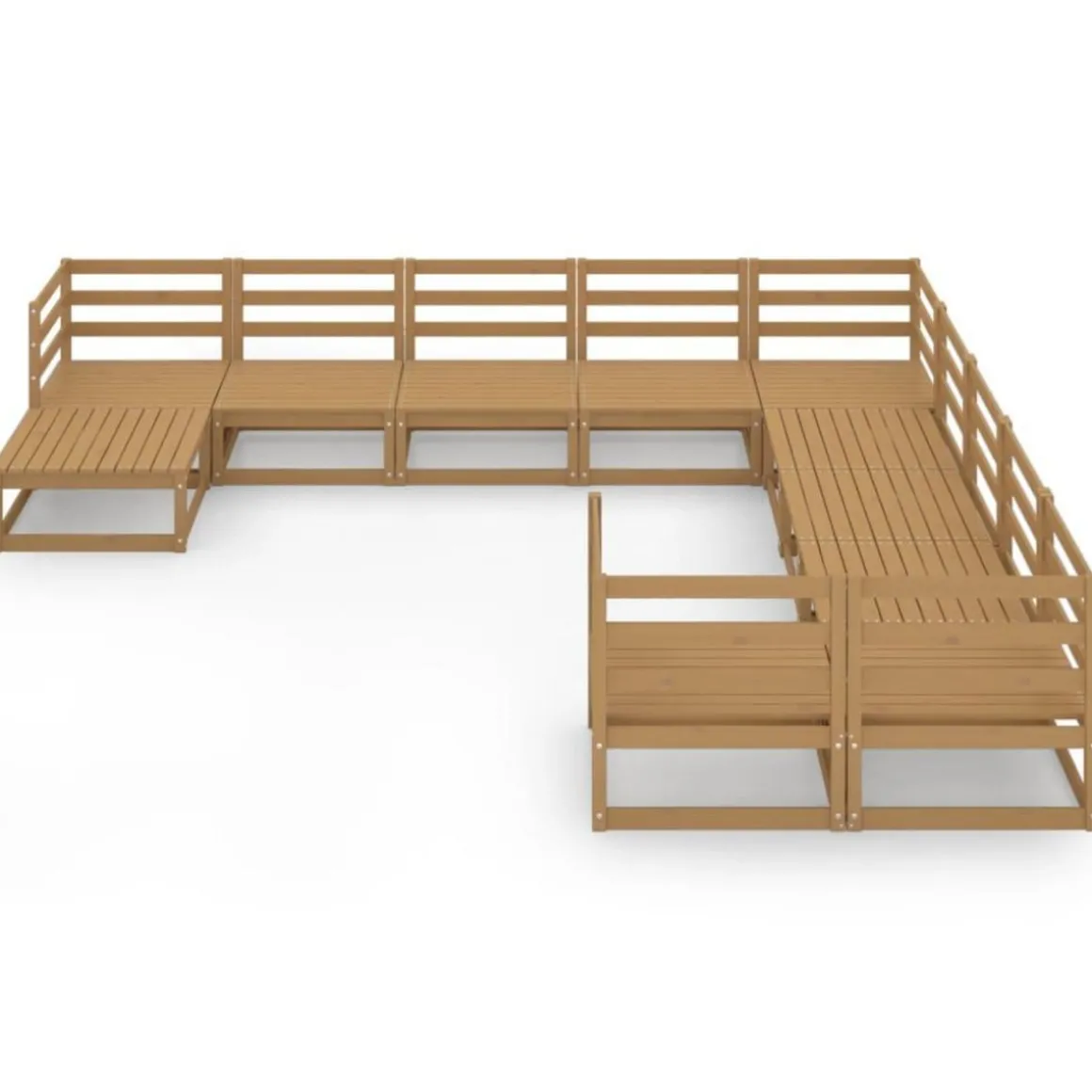 Salon de jardin 11 pcs bois de pin massif
