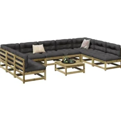 Salon de jardin 10 pcs bois de pin impregne