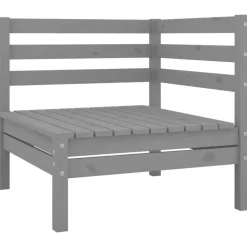 Salon de jardin 11 pcs Gris Bois de pin massif